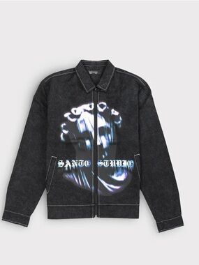 Santos Studio Black Graphic Zip-Front Jacket